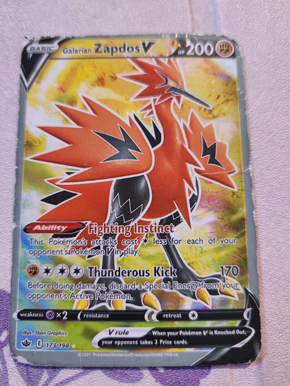 Galarian Zapdos V 173/198 Custom Proxy Pokémon Card